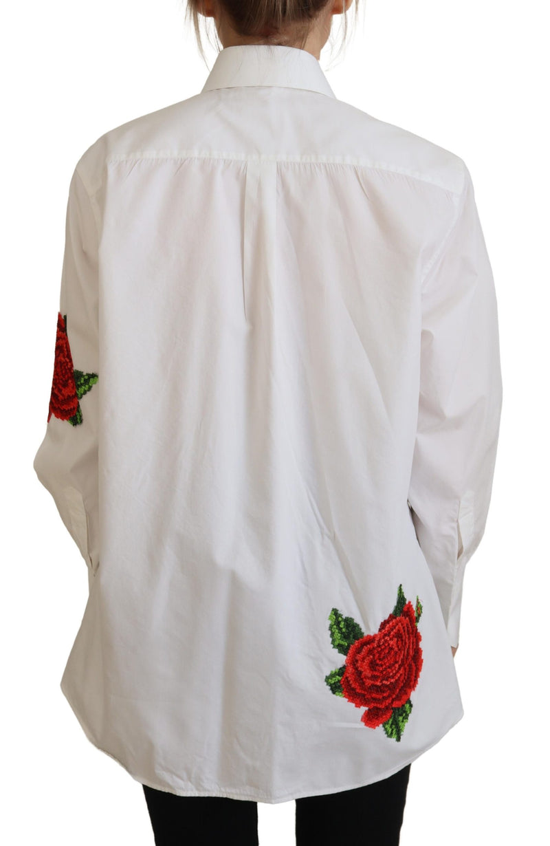 Elegant Floral Embroidered Silk Blend Shirt Dolce & Gabbana