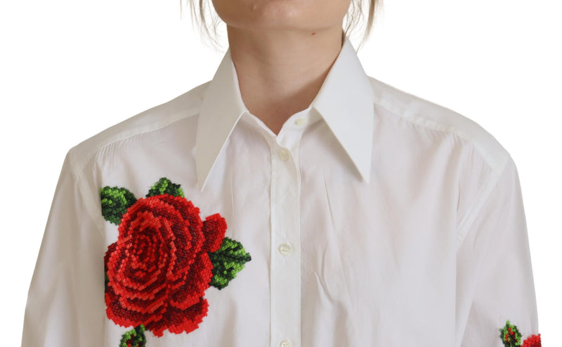 Elegant Floral Embroidered Silk Blend Shirt Dolce & Gabbana