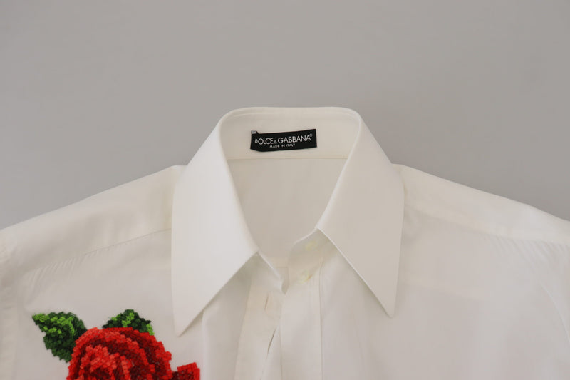 Elegant Floral Embroidered Silk Blend Shirt Dolce & Gabbana