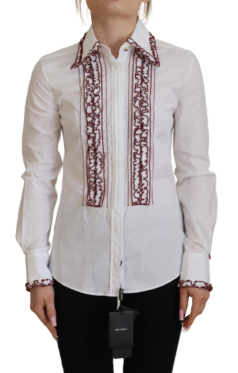 Elegant White Cotton Polo Top Dolce & Gabbana