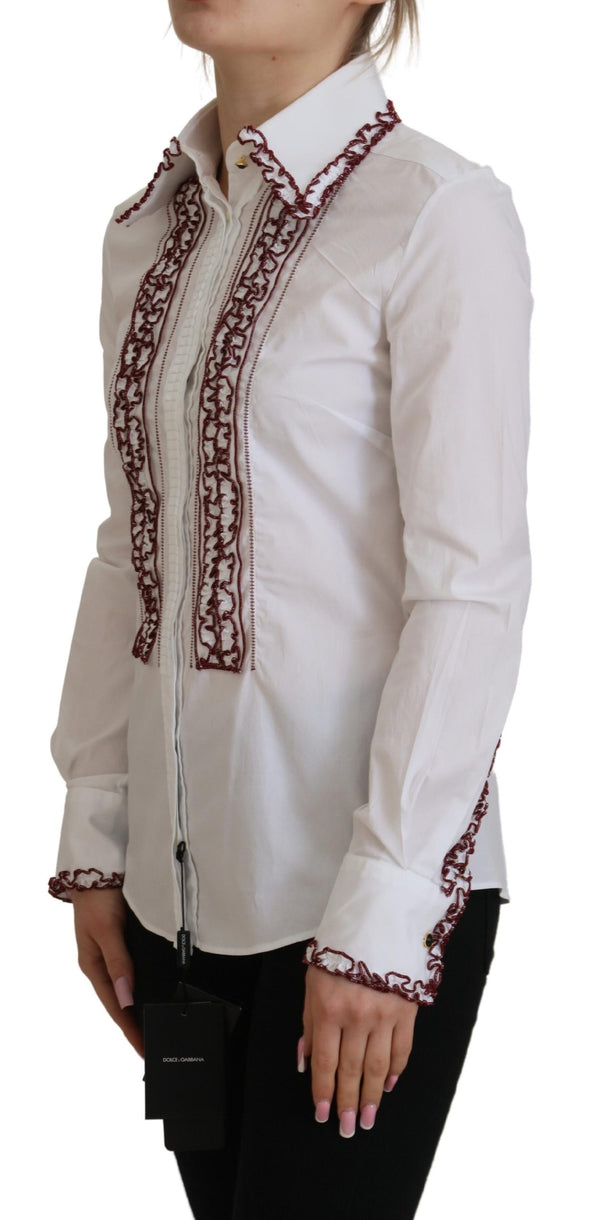 Elegant White Cotton Polo Top Dolce & Gabbana