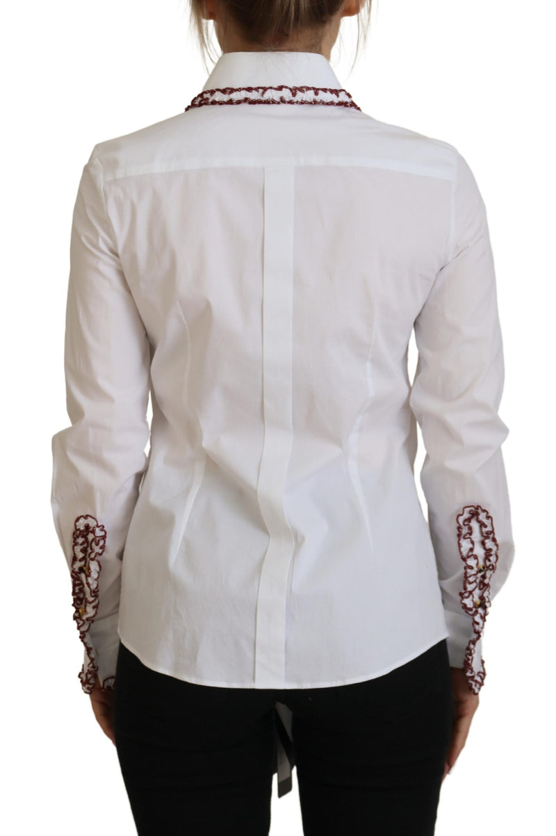 Elegant White Cotton Polo Top Dolce & Gabbana