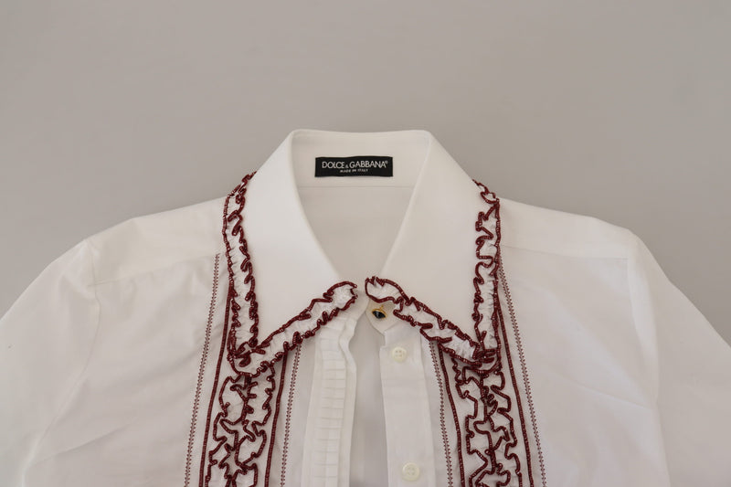 Elegant White Cotton Polo Top Dolce & Gabbana