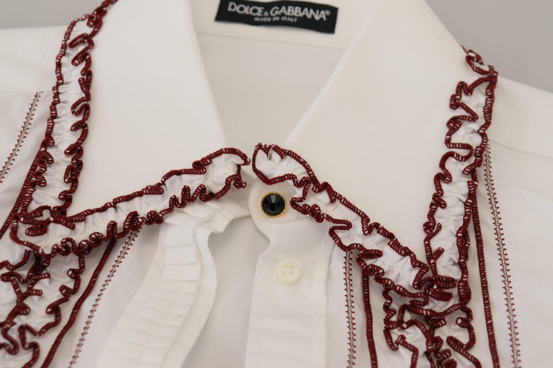 Elegant White Cotton Polo Top Dolce & Gabbana