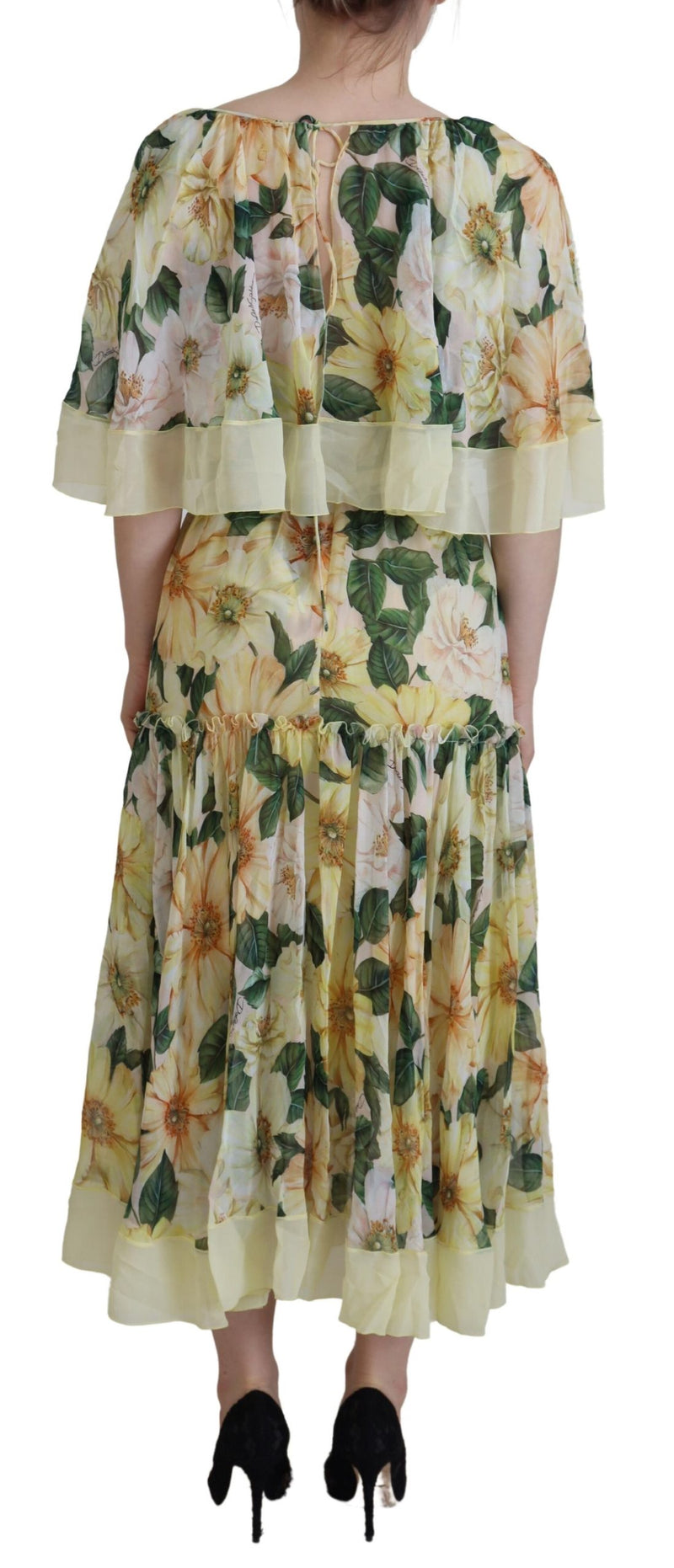 Floral Silk Pleated Maxi Dress Dolce & Gabbana