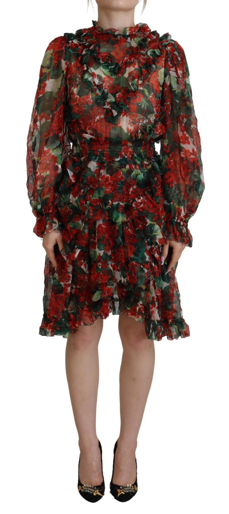 Elegant Multicolor A-Line Silk Dress Dolce & Gabbana