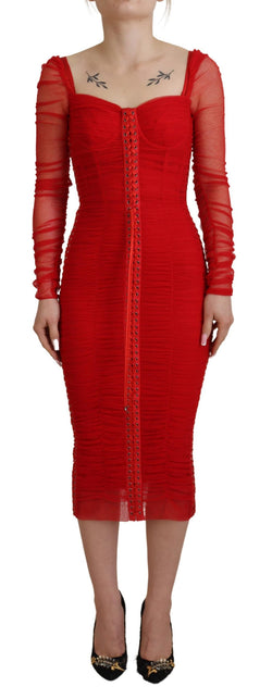 Elegant Red Bodycon Sheath Dress Dolce & Gabbana