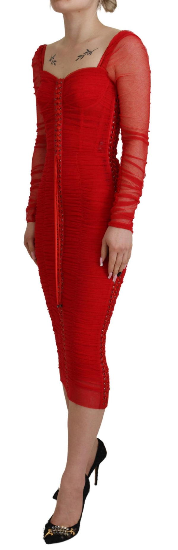 Elegant Red Bodycon Sheath Dress Dolce & Gabbana