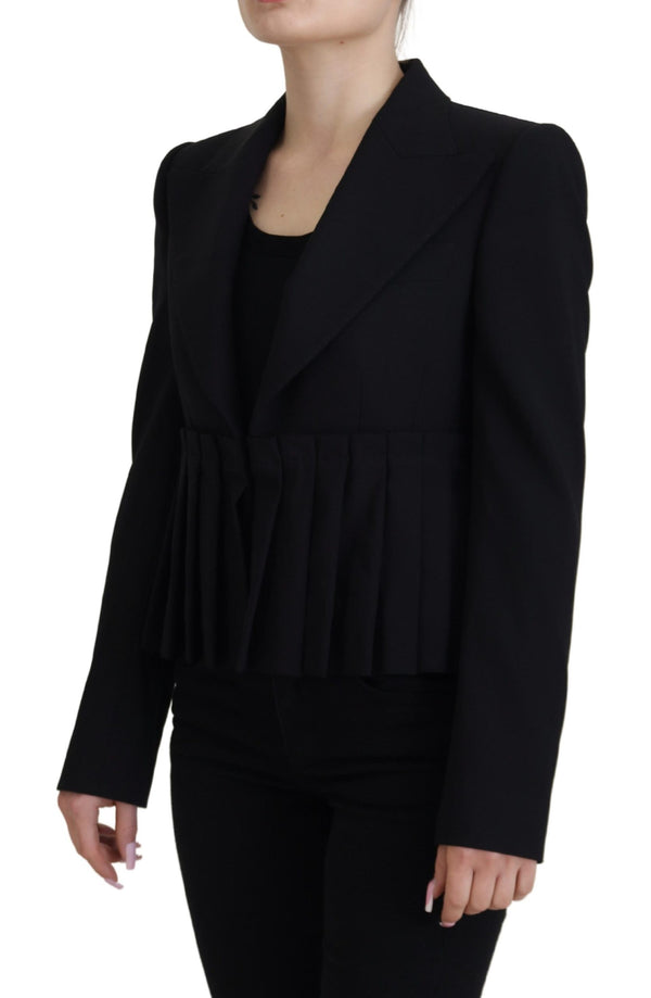 Elegant Black Stretch Wool Blazer Dolce & Gabbana