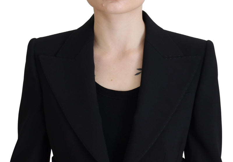 Elegant Black Stretch Wool Blazer Dolce & Gabbana