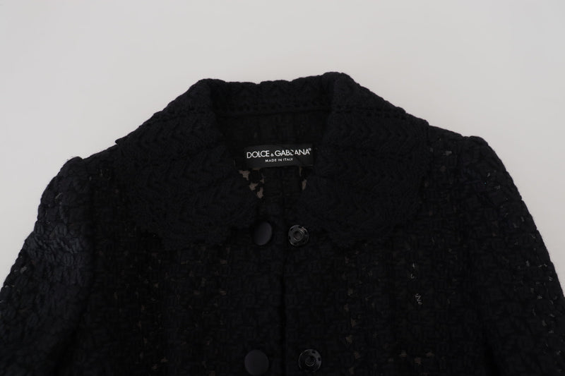 Elegant Black Wool Blend Button Down Jacket Dolce & Gabbana