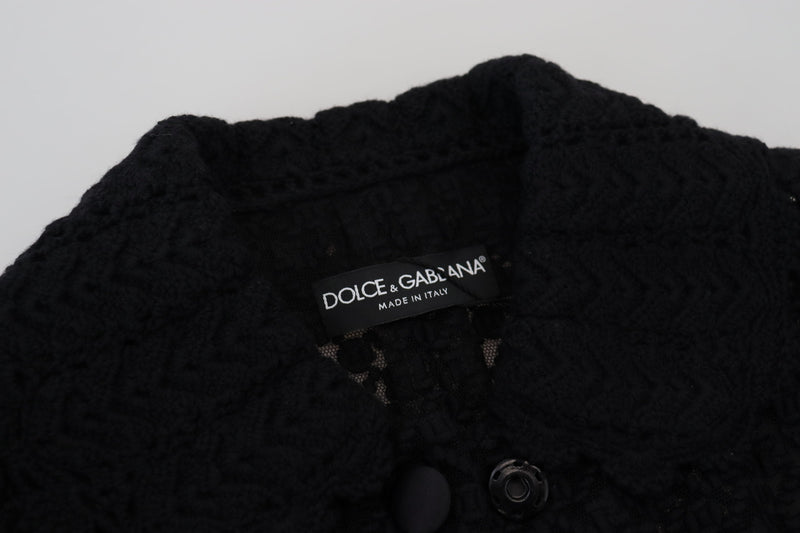 Elegant Black Wool Blend Button Down Jacket Dolce & Gabbana