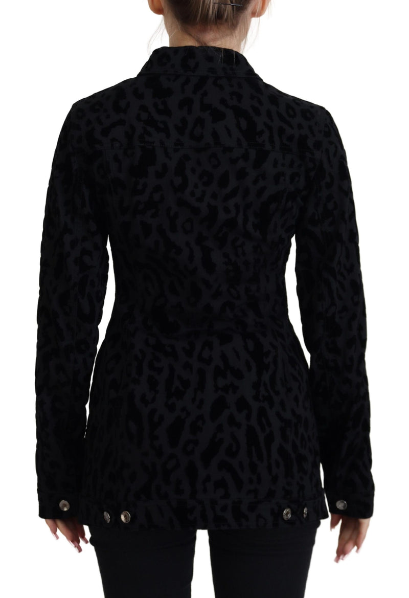 Chic Leopard Pattern Denim Jacket Dolce & Gabbana