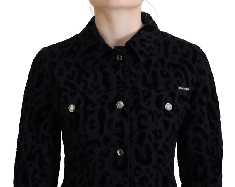 Chic Leopard Pattern Denim Jacket Dolce & Gabbana