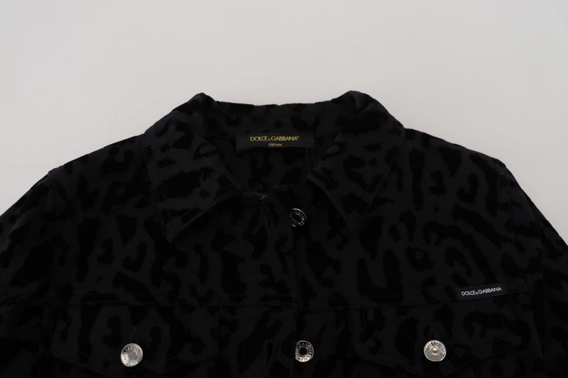 Chic Leopard Pattern Denim Jacket Dolce & Gabbana