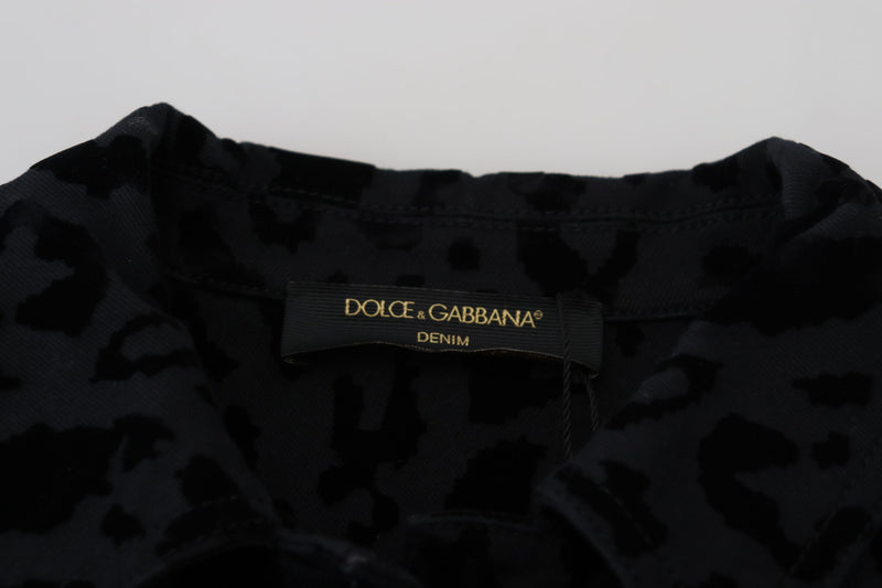 Chic Leopard Pattern Denim Jacket Dolce & Gabbana