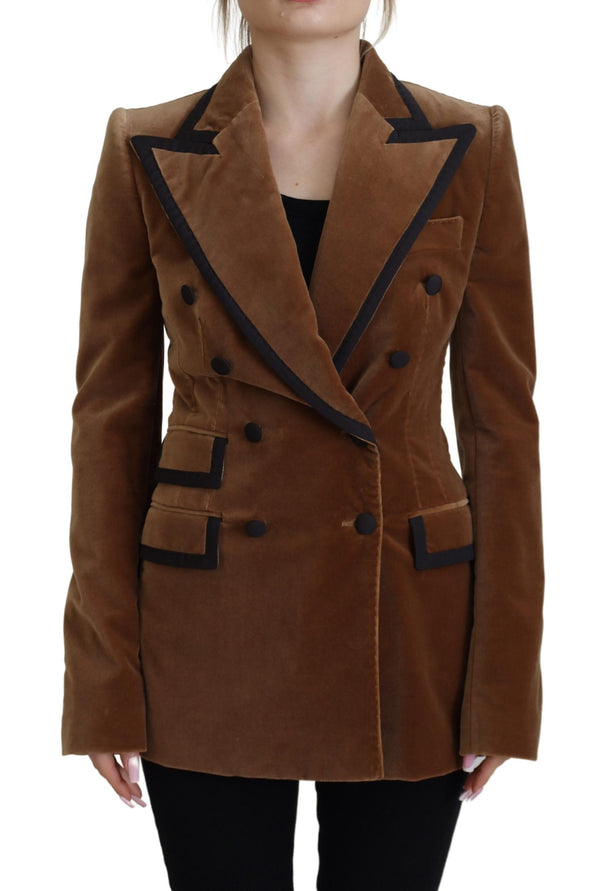 Elegant Double Breasted Brown Blazer Jacket Dolce & Gabbana