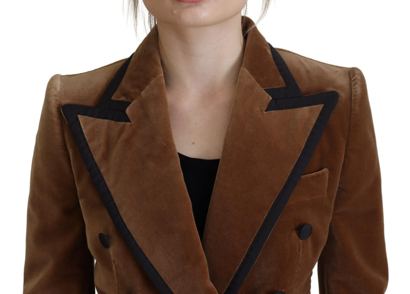 Elegant Double Breasted Brown Blazer Jacket Dolce & Gabbana