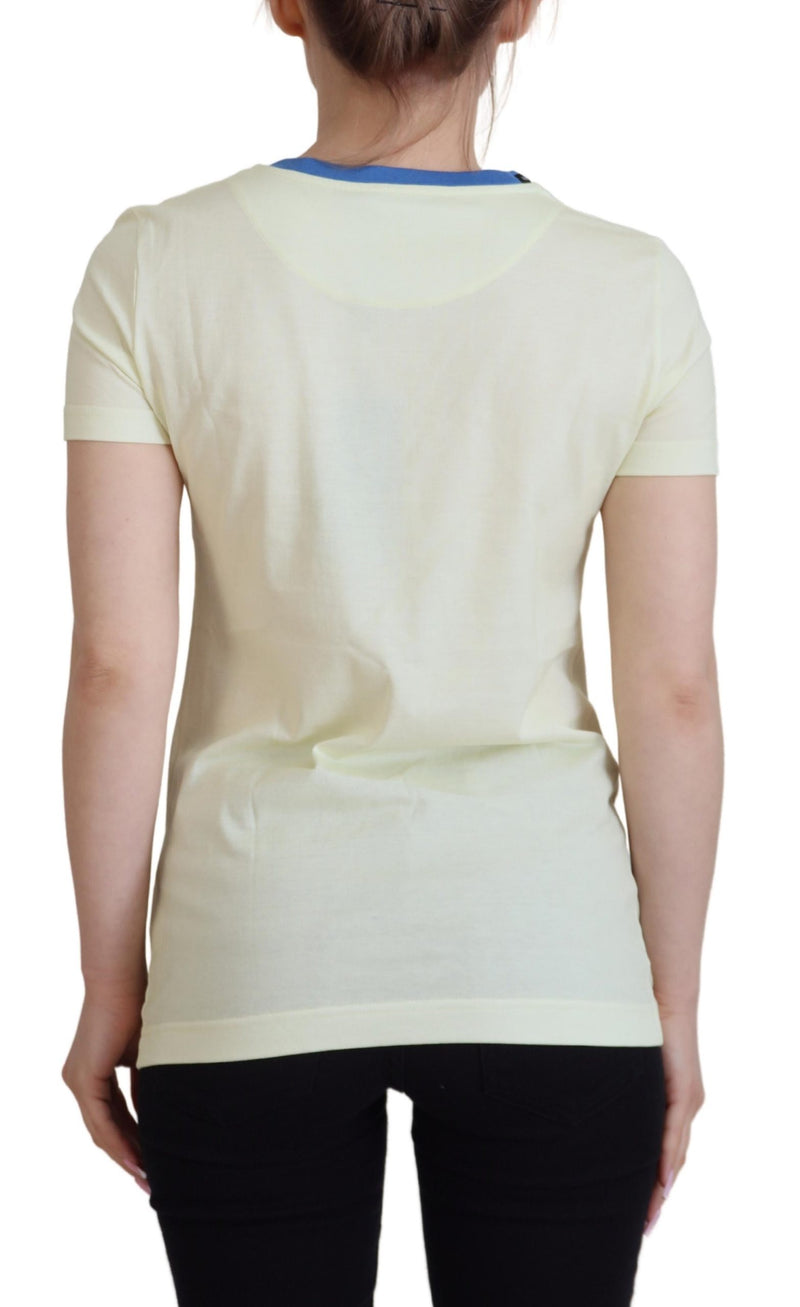 Elegant Yellow Cotton Tee with Chic Print Dolce & Gabbana