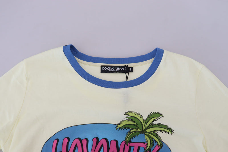 Elegant Yellow Cotton Tee with Chic Print Dolce & Gabbana