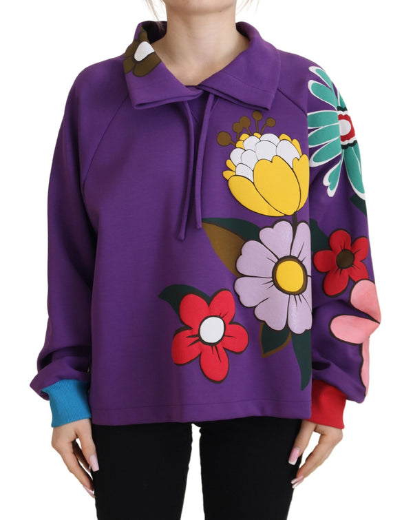 Elegant Purple Floral Pullover Sweater Dolce & Gabbana