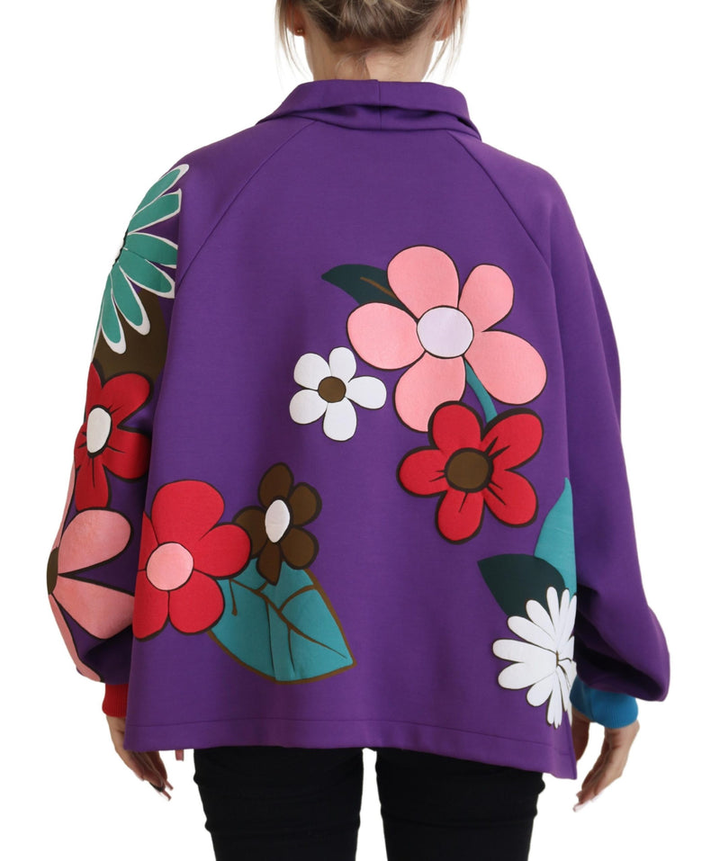 Elegant Purple Floral Pullover Sweater Dolce & Gabbana