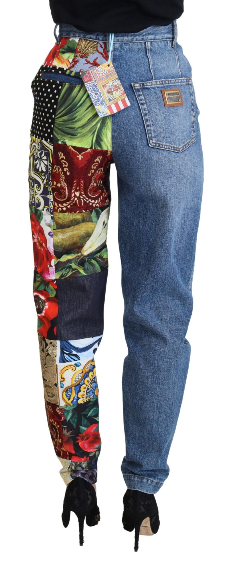 Patchwork Jacquard Blue Denim Luxury Jeans Dolce & Gabbana