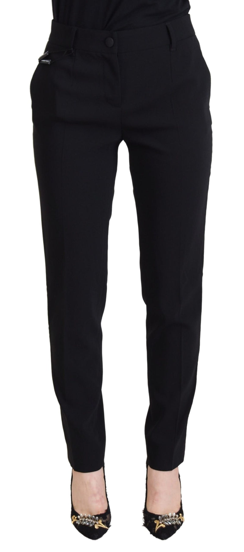 Elegant Black Wool-Silk Pants Dolce & Gabbana