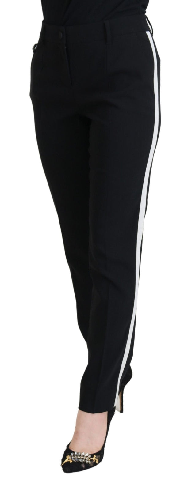 Elegant Black Wool-Silk Pants Dolce & Gabbana