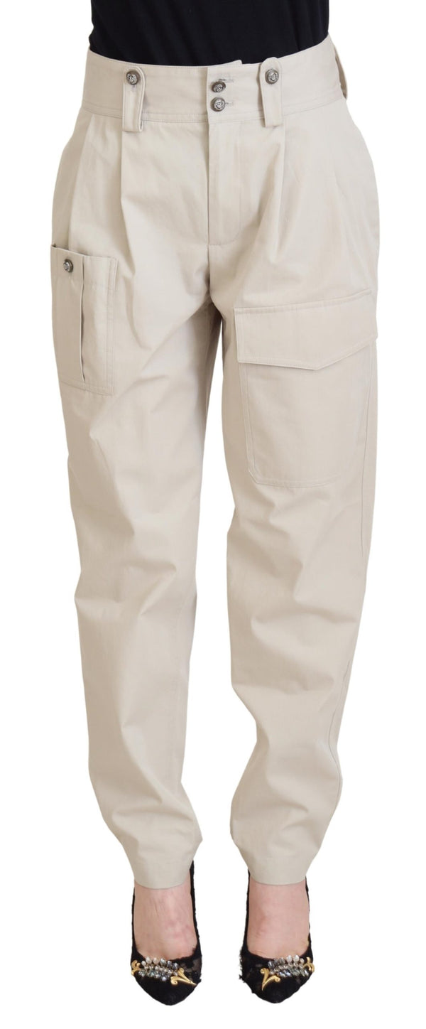 Chic Beige Cotton Trousers for Elegant Comfort Dolce & Gabbana