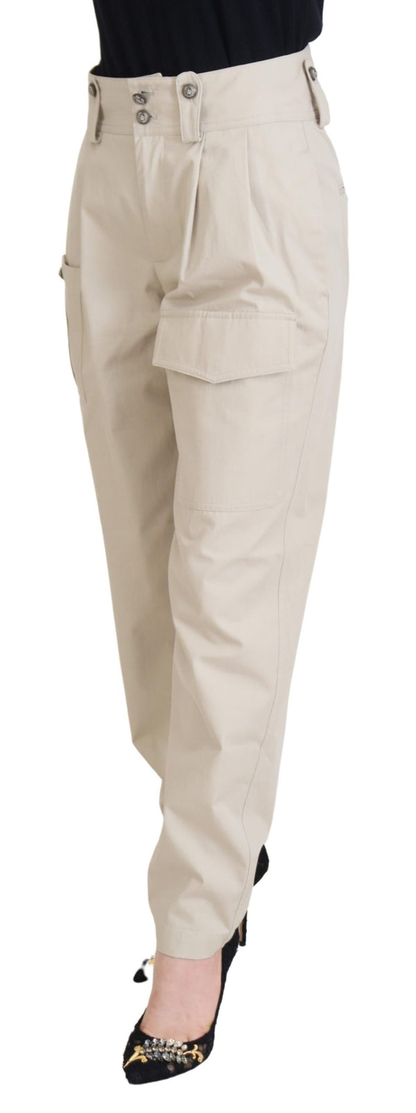 Chic Beige Cotton Trousers for Elegant Comfort Dolce & Gabbana