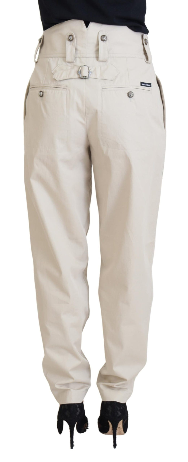 Chic Beige Cotton Trousers for Elegant Comfort Dolce & Gabbana