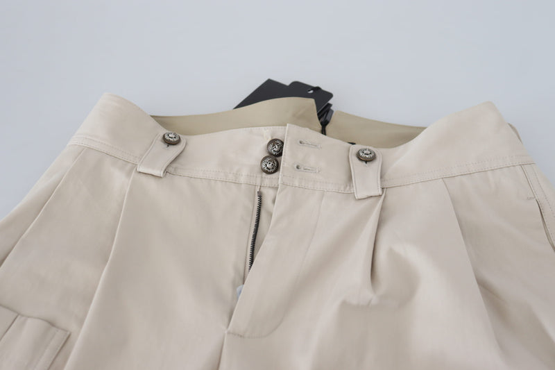 Chic Beige Cotton Trousers for Elegant Comfort Dolce & Gabbana