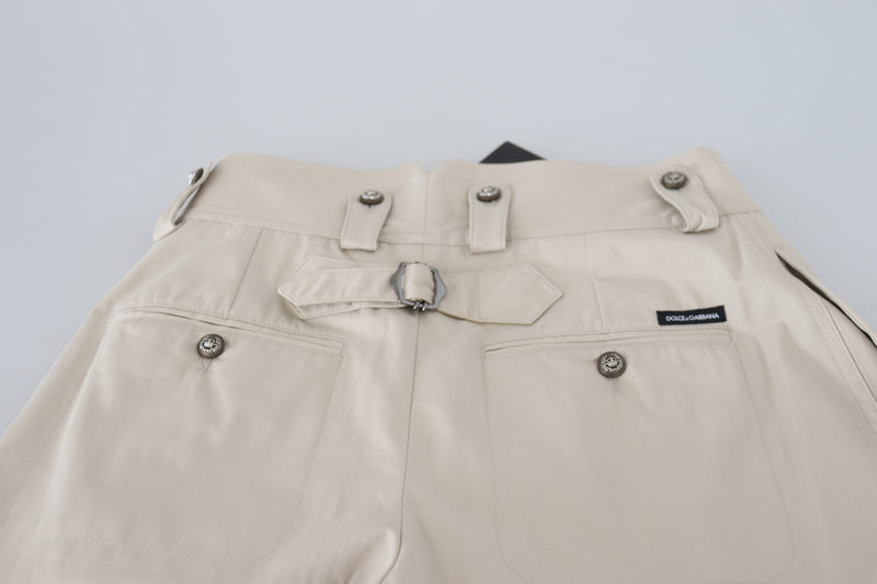 Chic Beige Cotton Trousers for Elegant Comfort Dolce & Gabbana