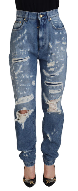 Chic Tattered Denim Pants - Indigo Essence Dolce & Gabbana