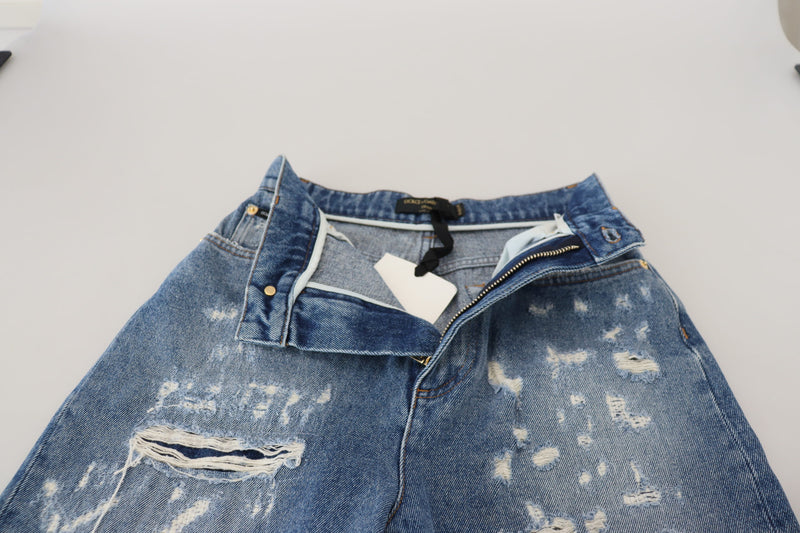 Chic Tattered Denim Pants - Indigo Essence Dolce & Gabbana