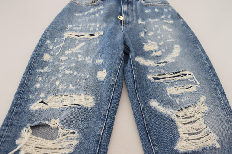 Chic Tattered Denim Pants - Indigo Essence Dolce & Gabbana