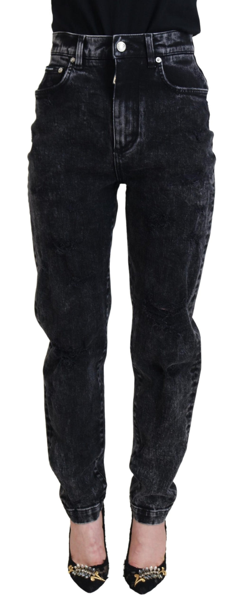 Elegant Black Denim Pants Dolce & Gabbana