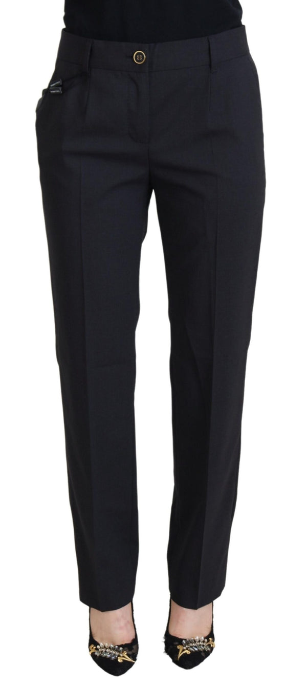 Chic Grey Wool Blend Pants for Elevated Style Dolce & Gabbana