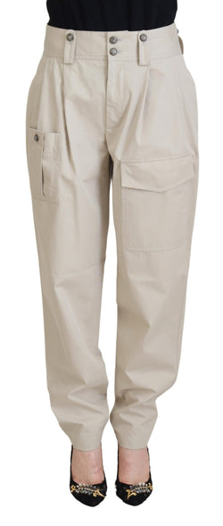 Elegant Beige Cotton Trousers Dolce & Gabbana