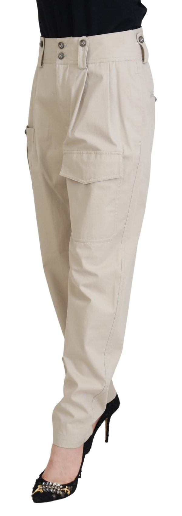 Elegant Beige Cotton Trousers Dolce & Gabbana