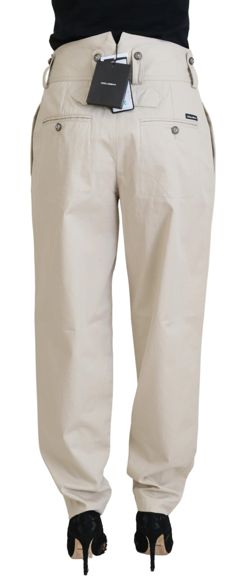 Elegant Beige Cotton Trousers Dolce & Gabbana