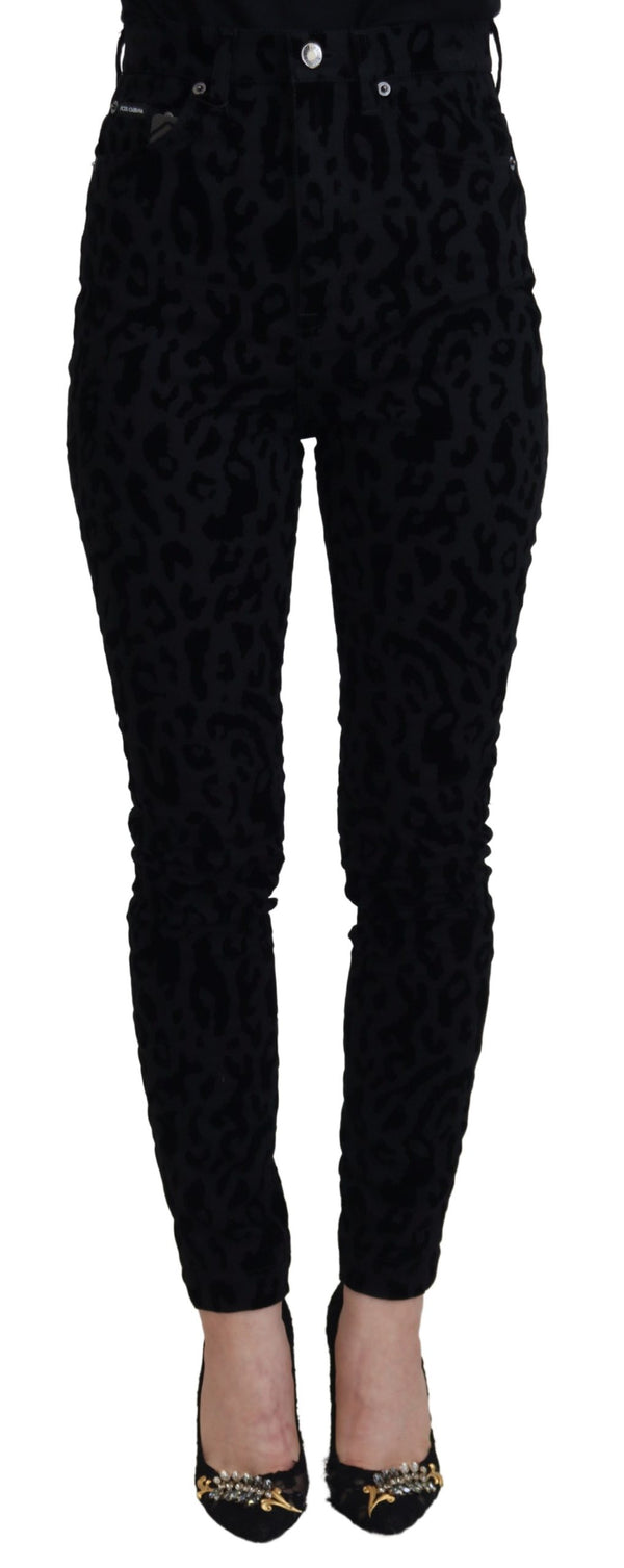 Chic Leopard Print Denim Elegance Dolce & Gabbana