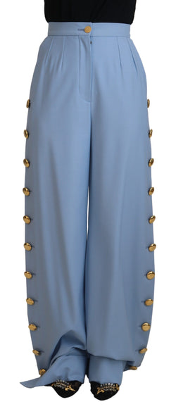 Elegant Light Blue Wool-Silk Blend Pants Dolce & Gabbana