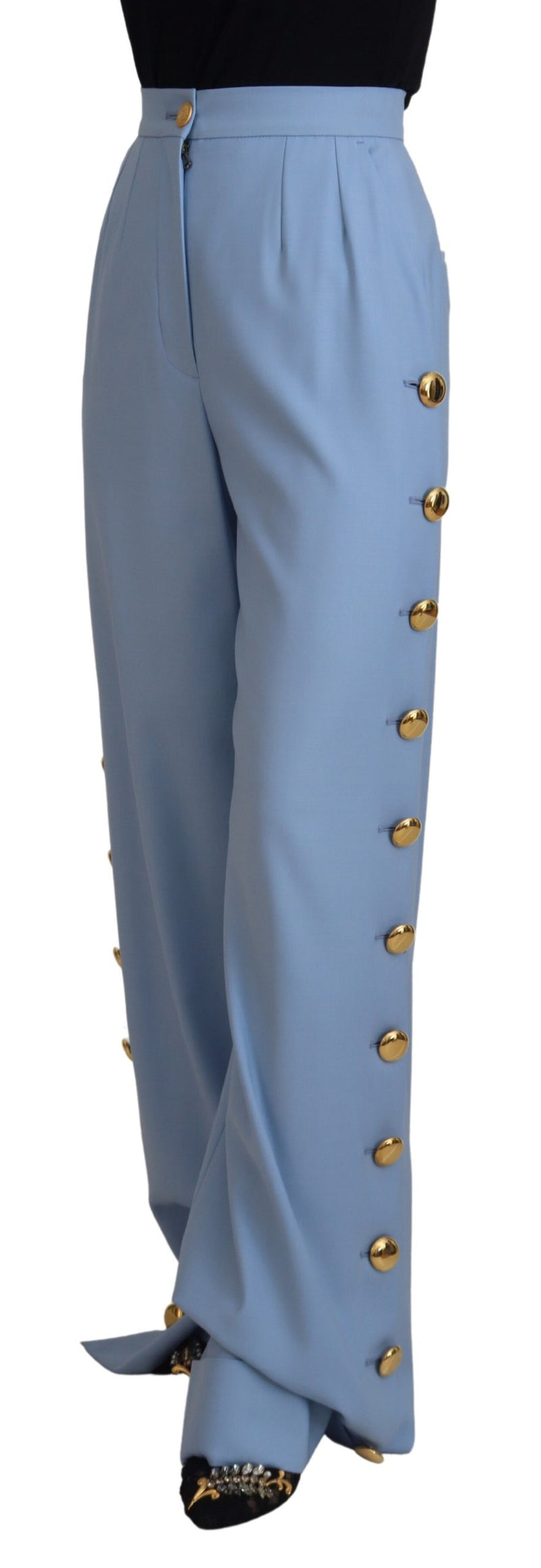 Elegant Light Blue Wool-Silk Blend Pants Dolce & Gabbana