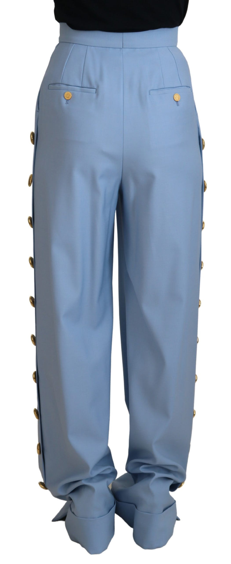 Elegant Light Blue Wool-Silk Blend Pants Dolce & Gabbana