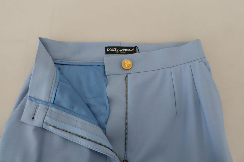 Elegant Light Blue Wool-Silk Blend Pants Dolce & Gabbana