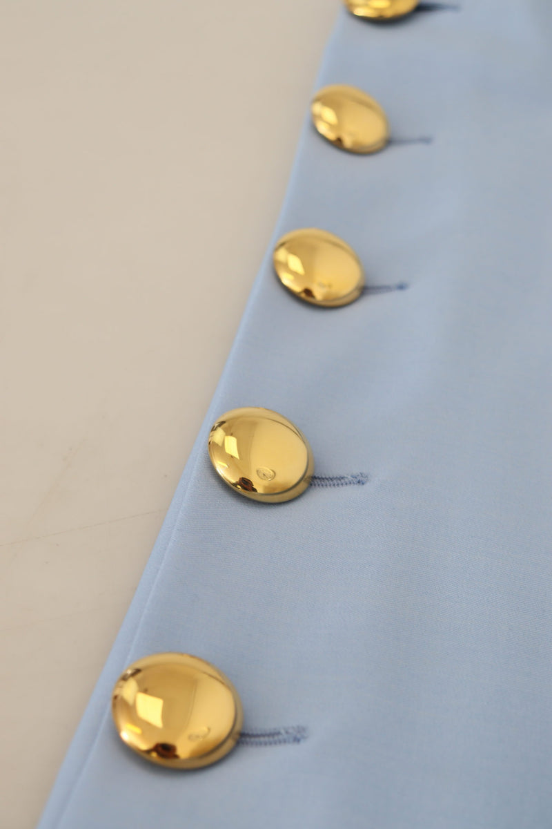 Elegant Light Blue Wool-Silk Blend Pants Dolce & Gabbana