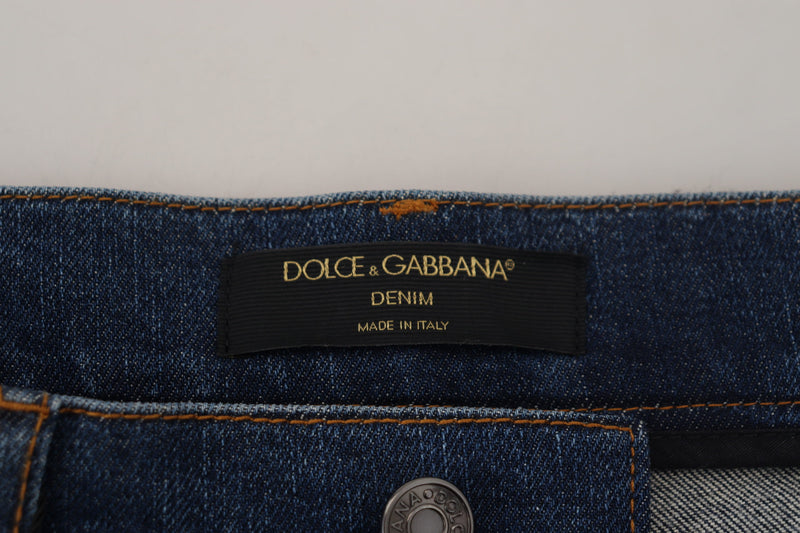 Elegant Floral Lace Front Denim Dolce & Gabbana