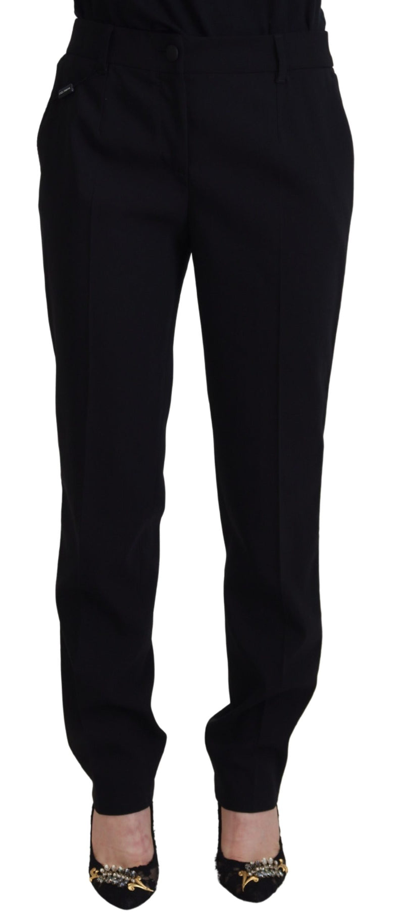 Elegant Black Wool-Silk Blend Trousers Dolce & Gabbana